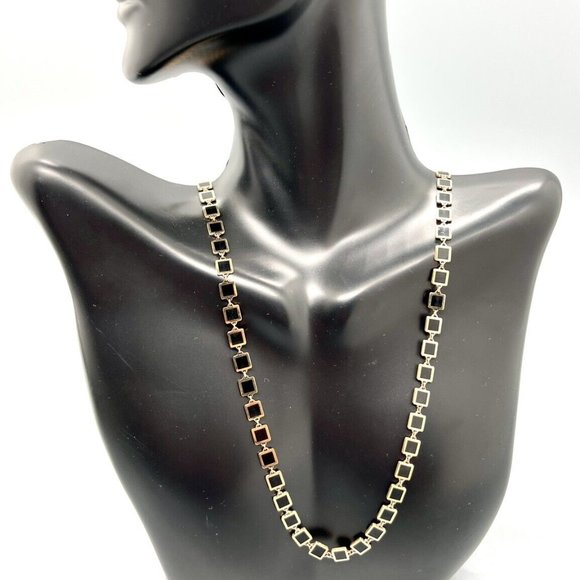 The Lovery 14k Yellow Gold Square Necklace In Onyx And Gold - Picture 2 of 11